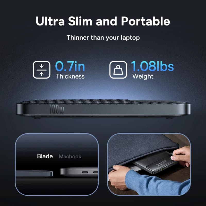 بنك طاقة Baseus 100W سعة 20000mAh PD شحن سريع شاحن بطارية للكمبيوتر المحمول MacBook iPhone Samsung Xiaomi - 6