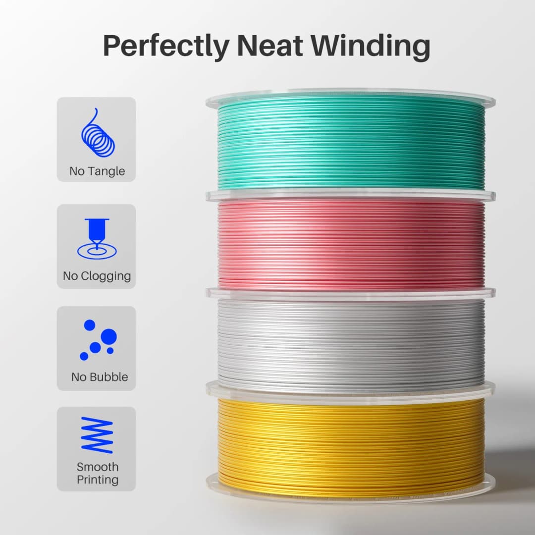 ELEGOO Silk PLA Filament 1.75mm 1KG,3D Printer Filament 1kg Gold Silver Fits for Most FDM 3D Printers - 3