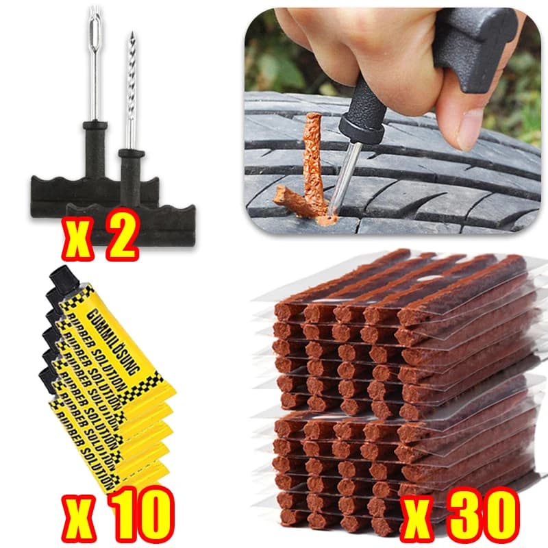 مجموعة أدوات إصلاح إطارات السيارات مع شرائط مطاطية، مجموعة سدادات ثقب الإطارات بدون أنبوب، أداة إصلاح إطارات الدراجات النارية والشاحنات