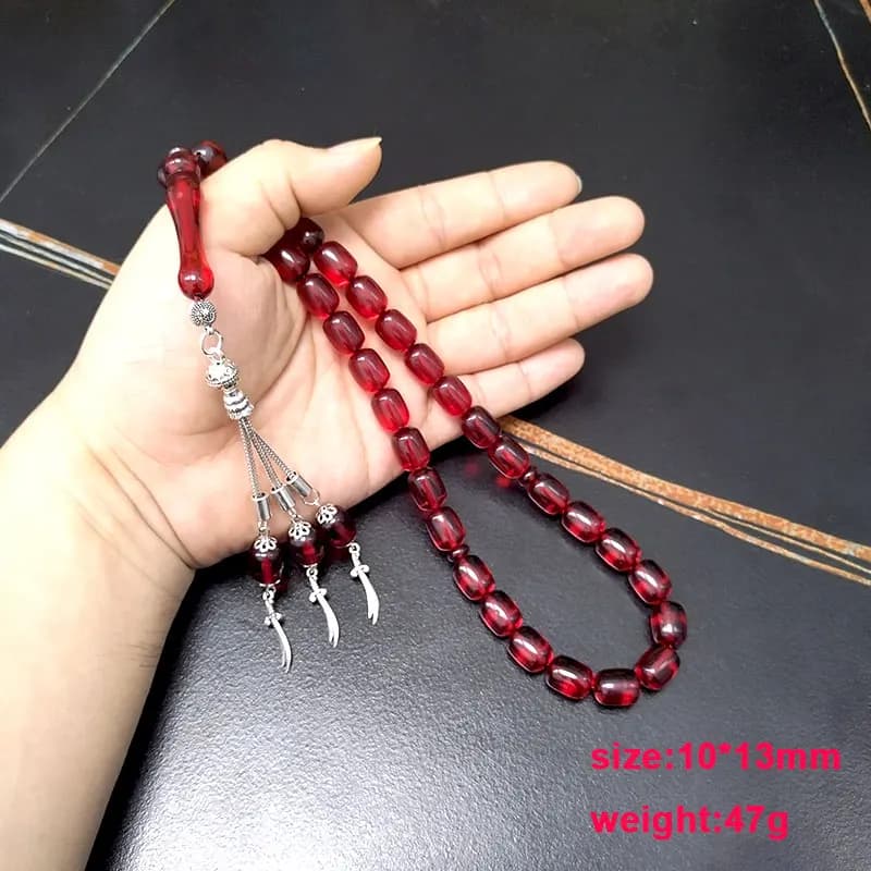 ALBASHAN Red Resin Tasbih Misbaha prayer beads ramadan gift muslim Accessories Arabic rosary  jewelry Eid gift Islamic Bracelets - 3