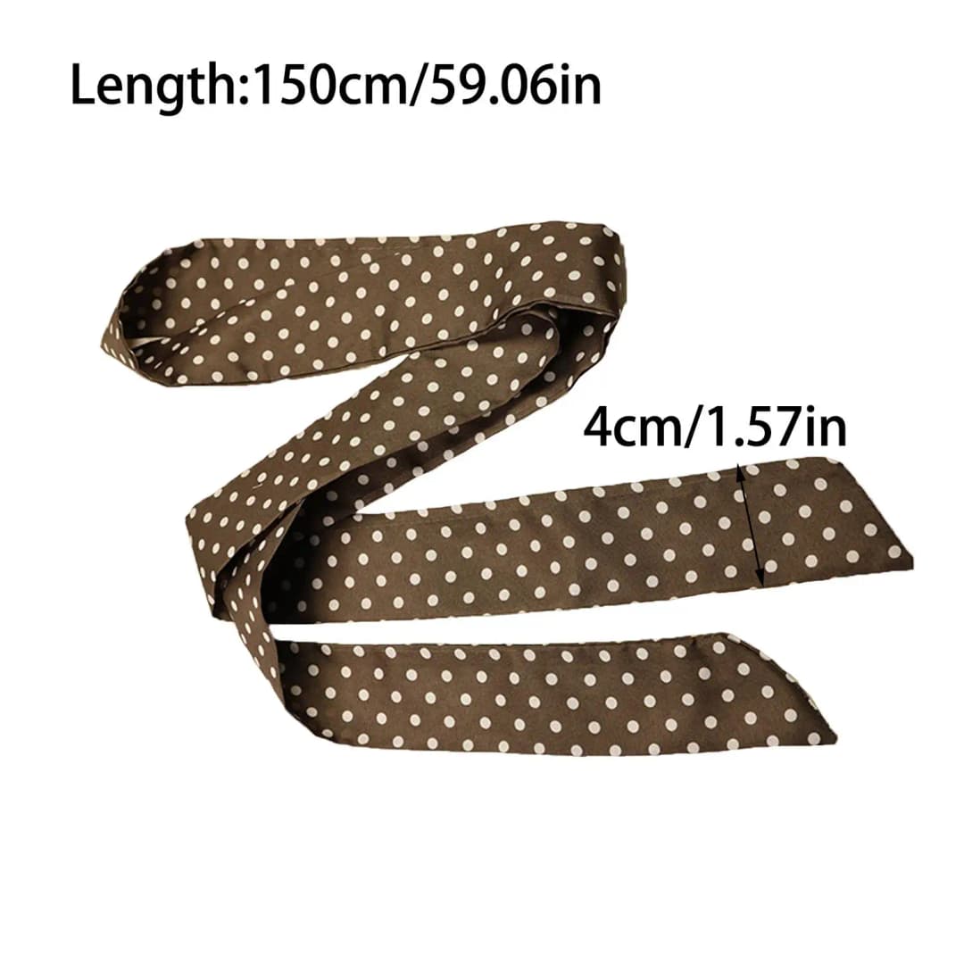 Women Narrow Long Scarf 150x4cm Polka Dot Tie Bag Ribbon Headband Choker Streamer Lady Accessories - 3