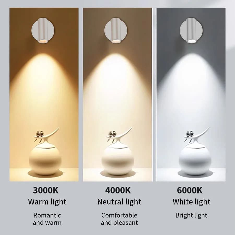 Magnetic Base USB Rechargeable LED Cordless Wall Light Touch Switch Black White Gold Silvery Dimmable Bedside Lamp For Reading - 3