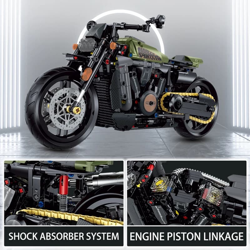 1:8 Motorcycle Building Blocks Sets Racing Retro Motorbike Racer Bricks Technical DIY tabletop decorations Toys for Kid Adult - 3