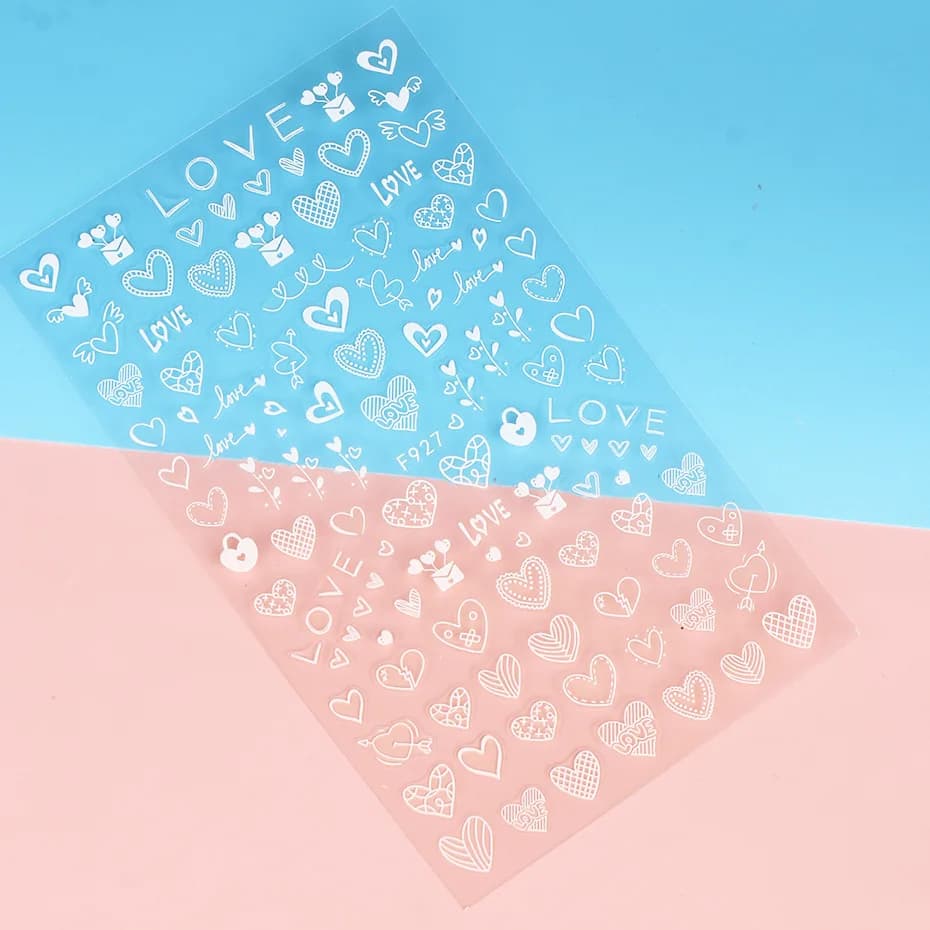 1PCS New Valentine's Day Nail Art Stickers Black White Love Nail Art Decals Nail Decoration DIY 3D Adhesive Stickers Nail Parts - 6