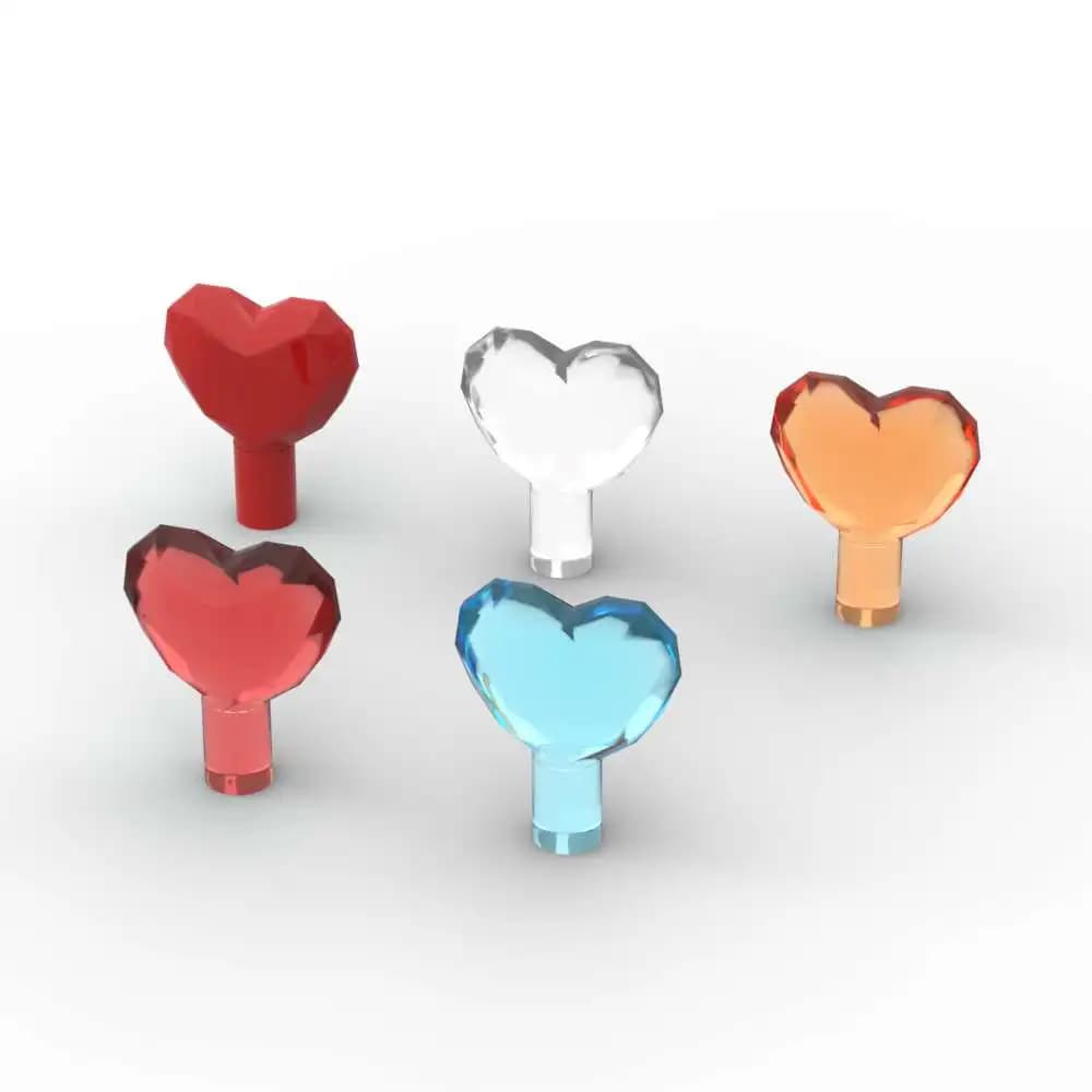 MOC 10PCS 15745 Rock 1x1 Jewel Building Blocks Kit Heart Shaped Handheld Bricks Particle Educational Toys Children Birthday Gift