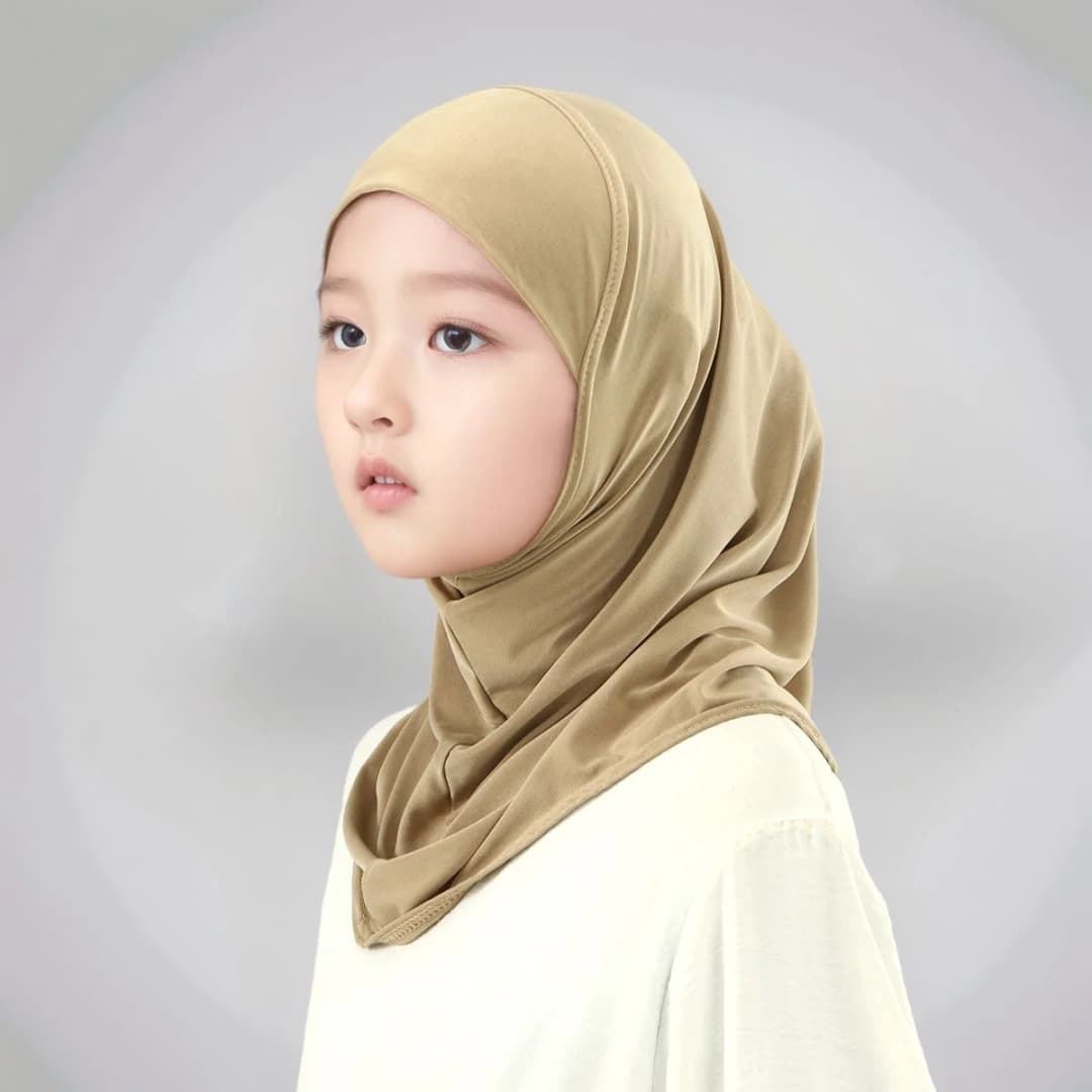 Muslim Children Instant Hijab Soild Girls Cotton Modal Head Wraps Double Chin Undercap Soft Stretch Prayer Hijab Malay Turban