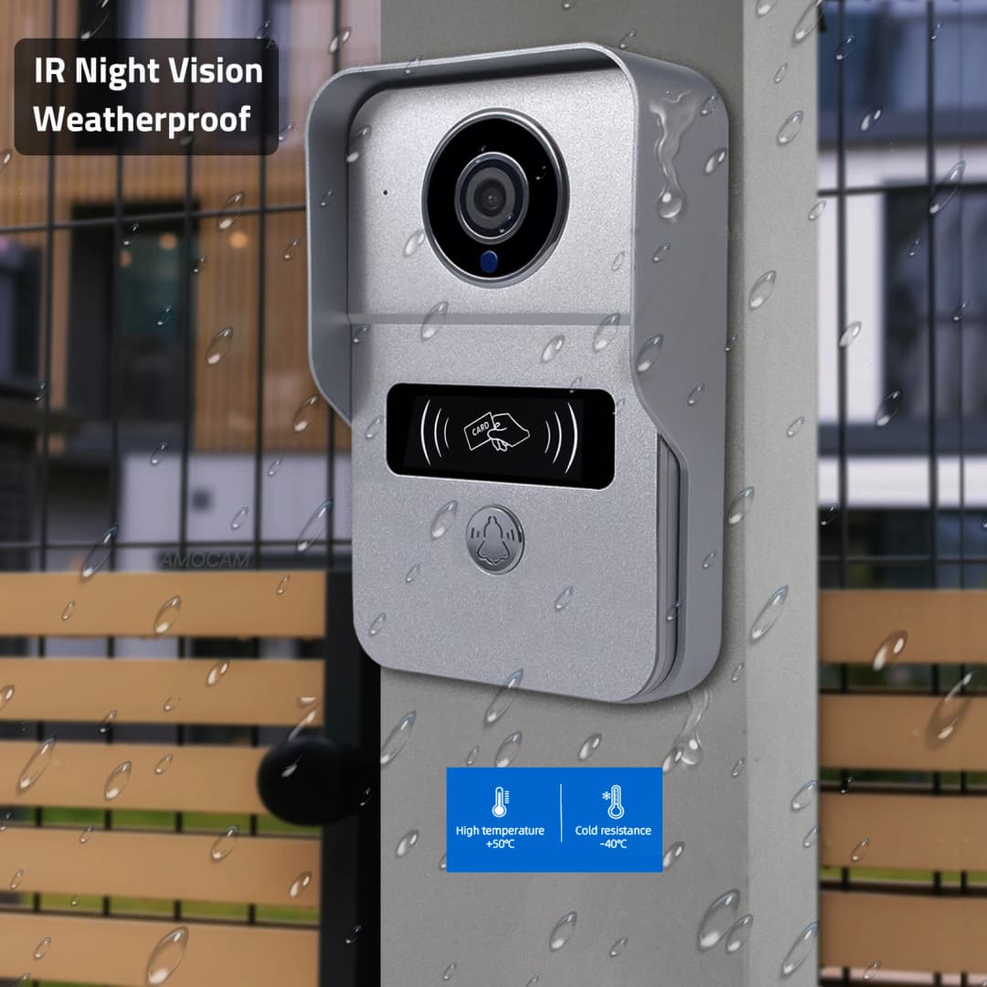 نظام إنتركوم فيديو رقمي سلكي 2 سلك شاشة 7 / 10.1 بوصة لاسلكية WIFI بدقة 1080P كاميرا باب فيديو جرس باب بفتح عبر Tuya - 4