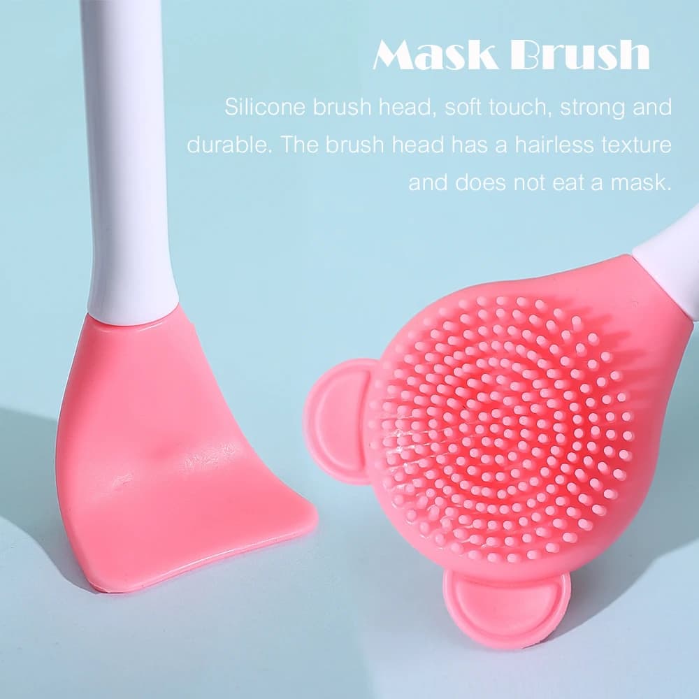 Double Head Facial Mask Brush Silicone Applicator Spoon Spatula Stirring Stick Women Skin Face Cleansing Care Home Makeup Tools - 5