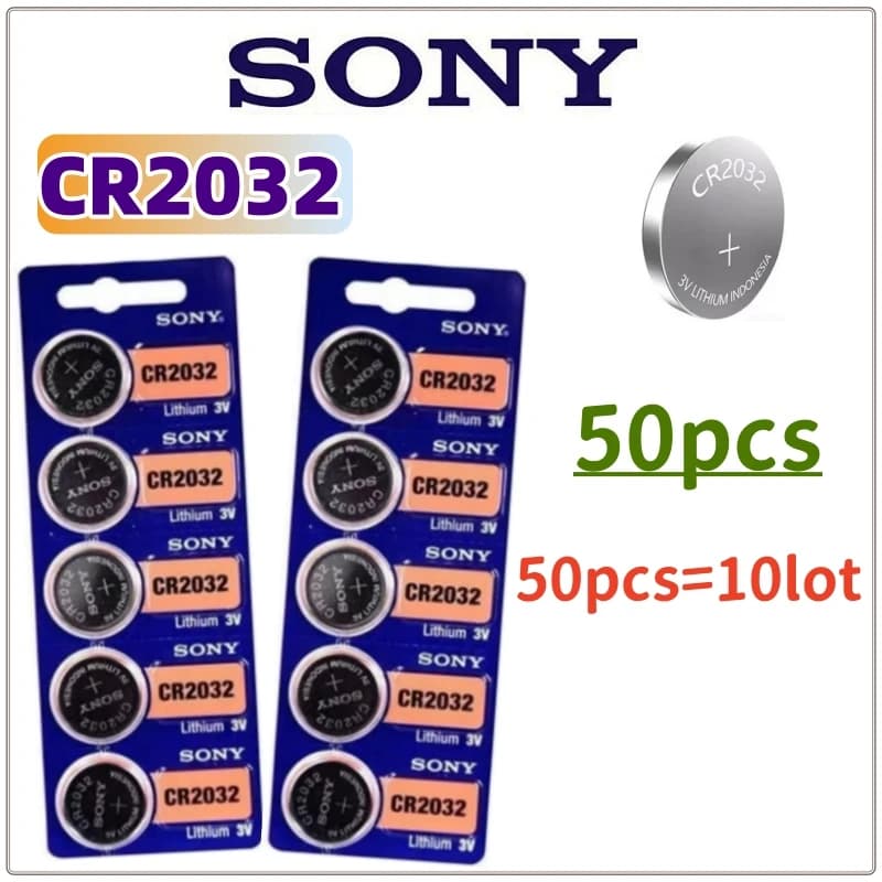 50 قطعة بطارية Sony CR2032 أصلية لدمى الساعات بطارية ليثيوم