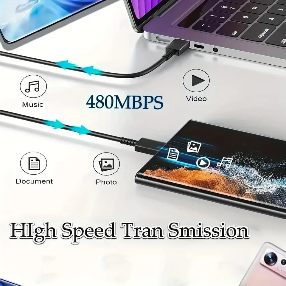 كابل شحن سريع جداً 5A PD 45W ثنائي USB C لهواتف سامسونج S22 S23 S24 بلس نوت 20 ألترا A53 A54 A55 كابل بيانات شحن سريع 2 متر - 4