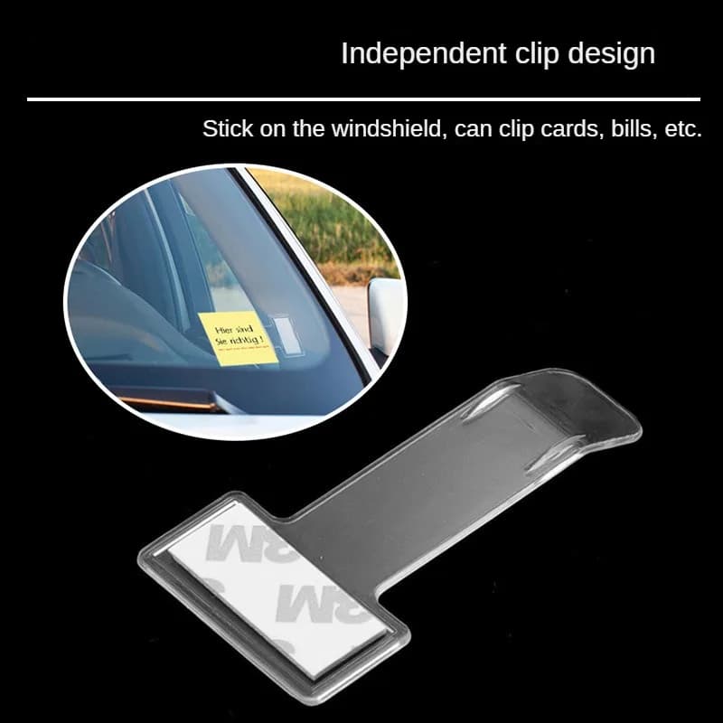2pcs Transparent Car Vehicle Parking Ticket Receipt Permit Card Holder Clip Sticker Windscreen Plastic Universal Car Accessories - 3