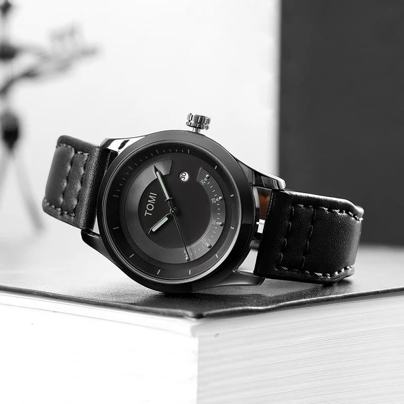 ساعة TOMI Leisure Fashion للرجال، سوار جلدي، تقويم بسيط، كوارتز، ساعة عالية الجودة، هدية مميزة - 2