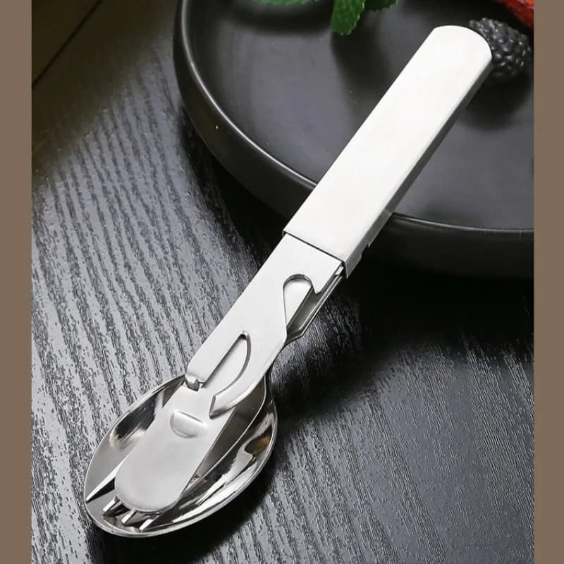 Stainless Steel Portable Outdoor Camping Multi-functional Combination Cutlery Knife and Fork Set Military Fan Fork and Spoon - 3
