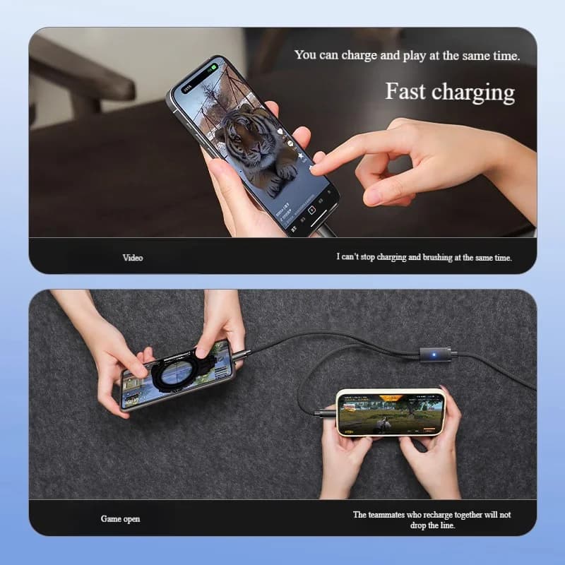 كابل ثنائي المنفذ من النوع C: كابل واحد، منفذين شحن سريع 100 وات متوافق مع Apple iPhone 16/17، أجهزة Huawei متعددة المنافذ C - 5