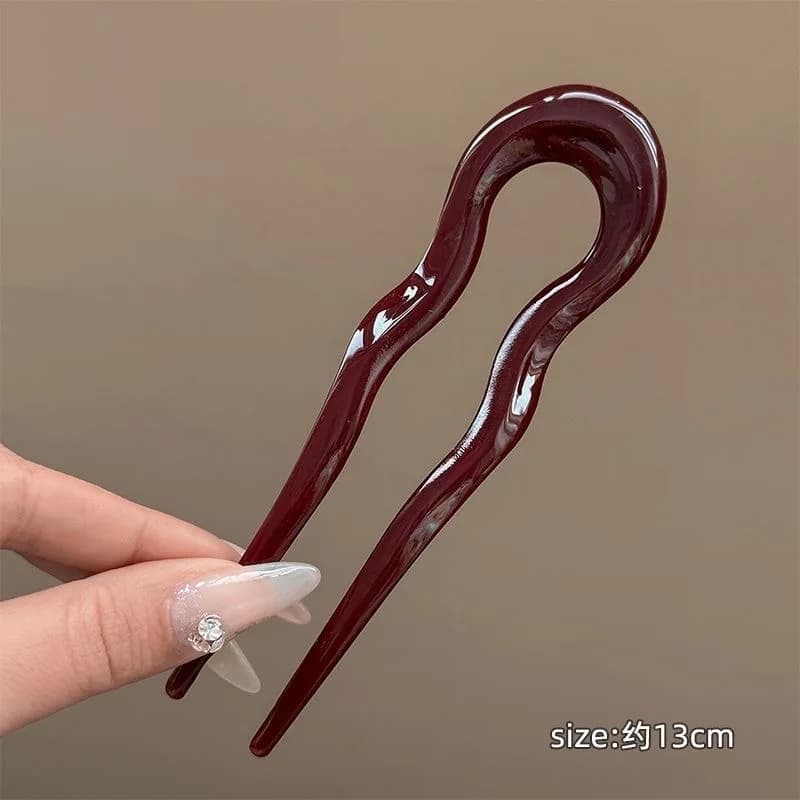 شوكة شعر على شكل حرف U دبوس شعر أسيتات على شكل سلحفاة تصميم هندسي إكسسوارات شعر عصي شعر للنساء والفتيات - 3