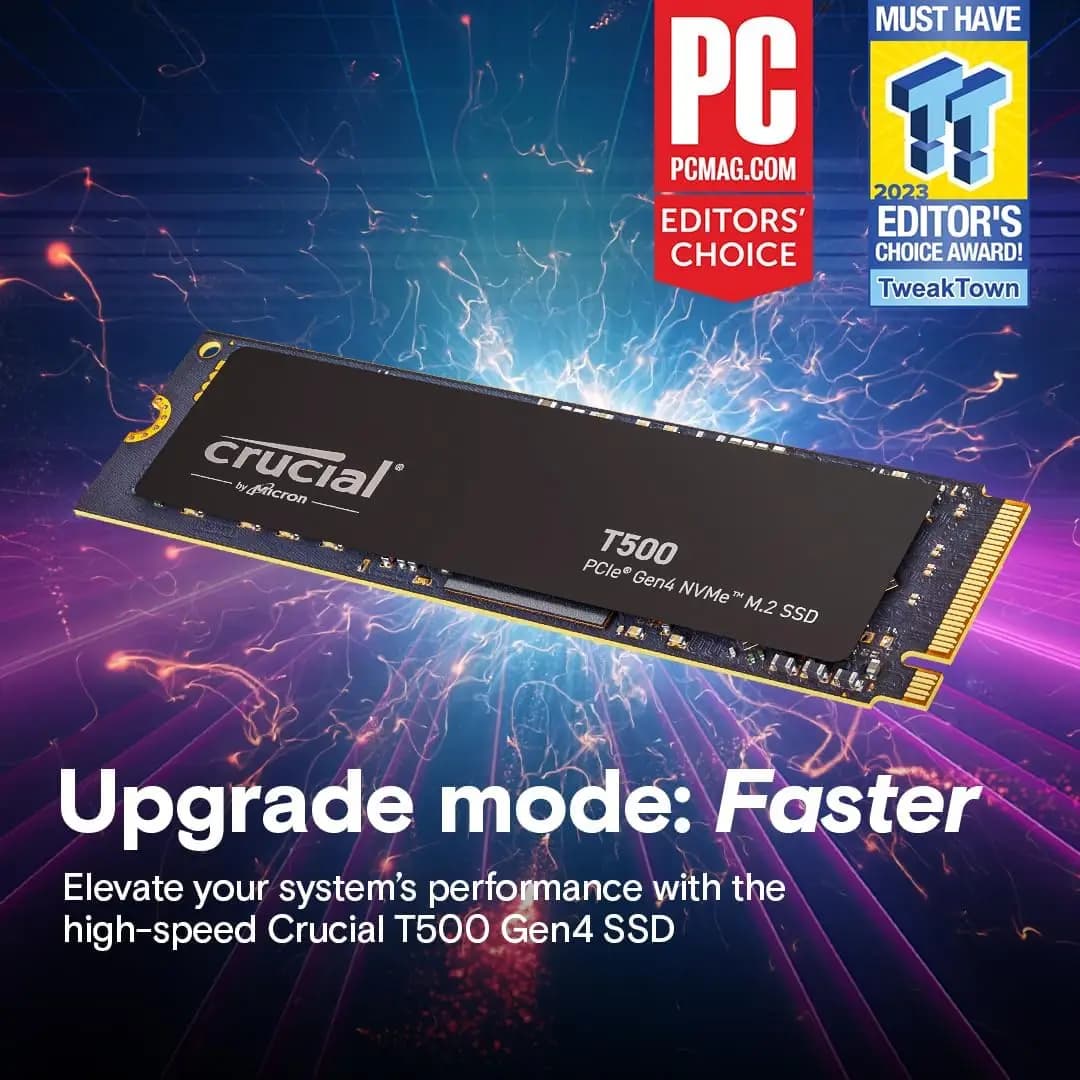 Crucial T500 500GB 1TB Gen4 NVMe M.2 Internal Gaming SSD, Up to 7300MB/s, Laptop & Desktop ,NEW  and Original(OEM Package) - 2
