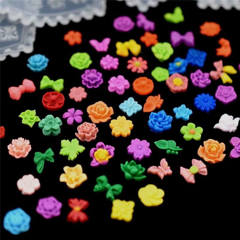 SNASAN Wings Bowknot Flowers Moon Star Silicone Mould For Beauty Nail Art DIY Handmade Tool Small Beads Polymer Clay Mold - 3