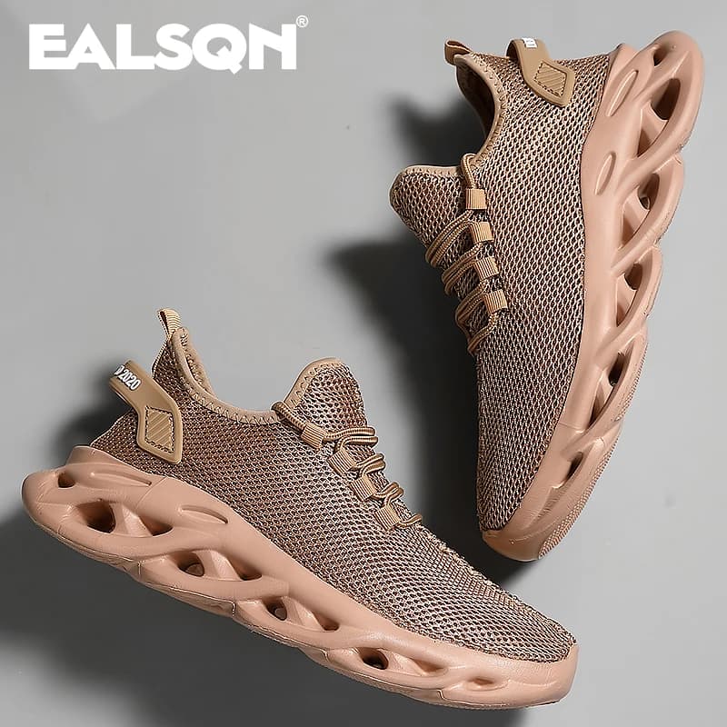 Men Sports Running Black Jogging Shoes Casual Sneakers Brown Outdoor Breathable Mesh Women Light Shock-absorption Black Tennis - 5