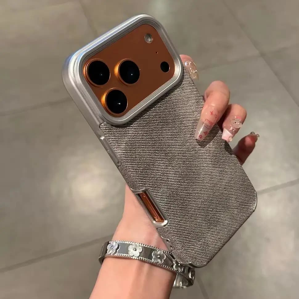 غطاء فاخر من قماش الجينز ناعم مطلي لهاتف آيفون 17 إير 16 15 14 بلس 13 12 11 برو ماكس واقي صدمات غطاء قماشي من العلامة التجارية