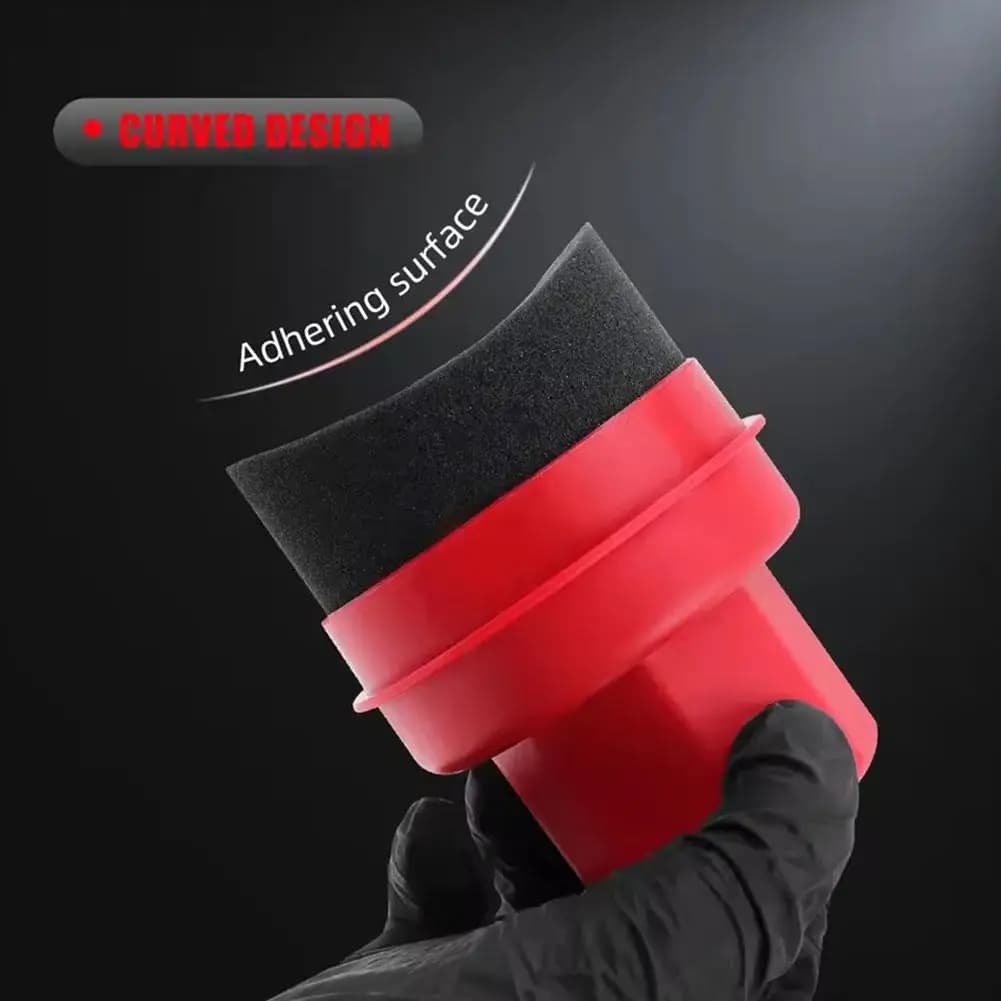إسفنجة توزيع شمع الإطارات المنحنية مع غطاء مريح لتنظيف إطارات السيارة أداة تفصيلية لأداة تنظيف شمع السيارة - 2