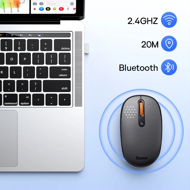 ماوس لاسلكي بلوتوث من Baseus للكمبيوتر 1600DPI ماوس صامت مع مستقبل USB Nano 2.4GHz لجهاز الكمبيوتر MacBook والكمبيوتر اللوحي - 4