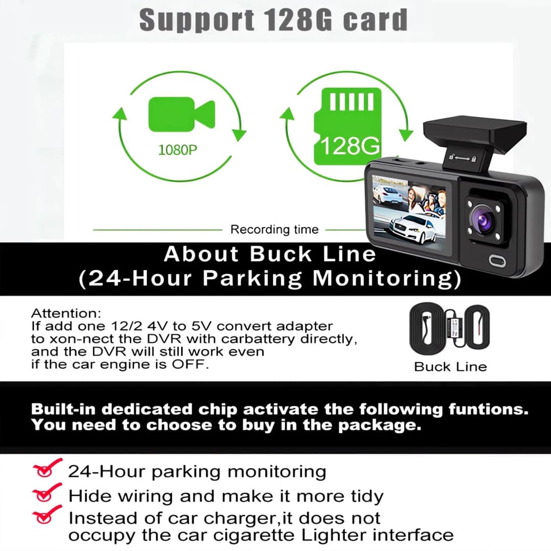 3 Channel WIFI Car DVR HD 1080P Cabin Vehicle Dash Cam Three Way Camera DVRs Recorder Video Registrator Mini Dashcam Camcorder - 6