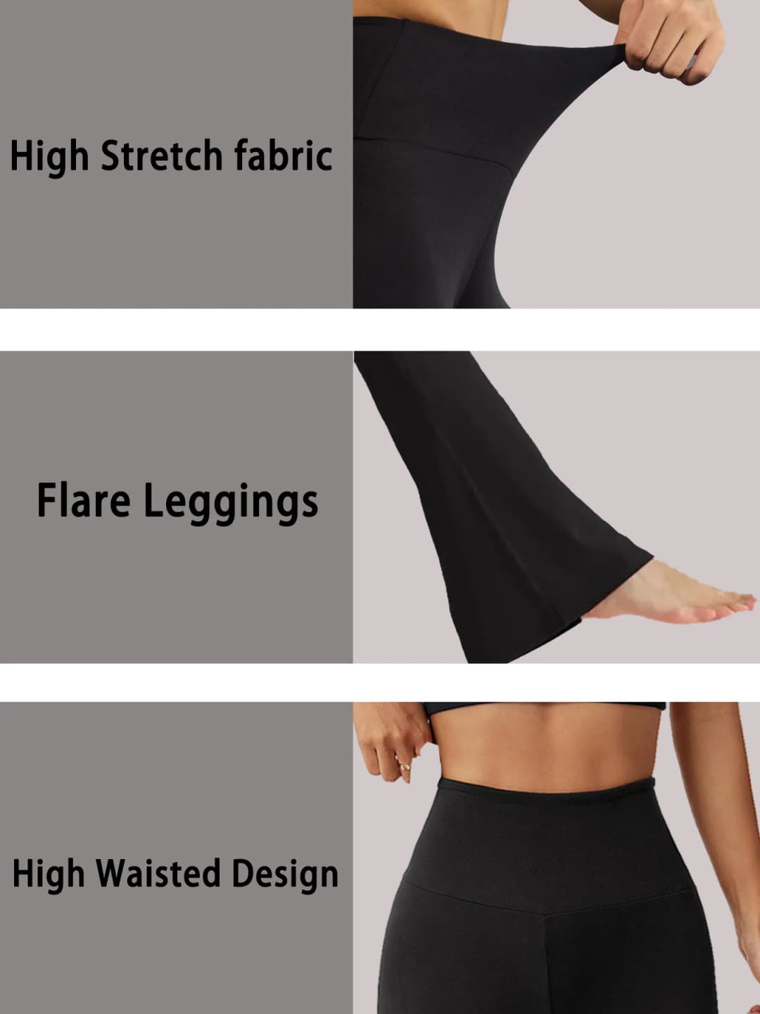2 pack Women's Super Soft Flare Pants High Waisted Tummy Control Workout Yoga Leggings Bell Bottoms - 4
