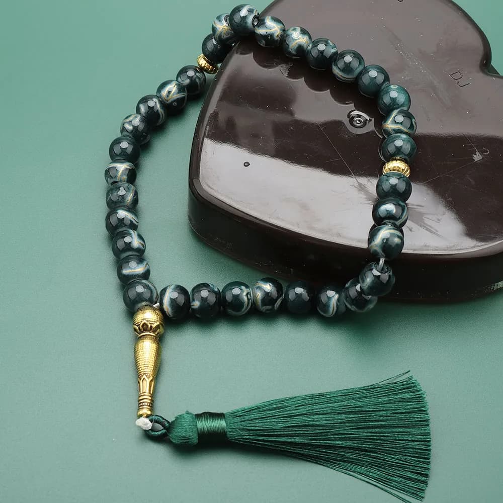 سبحة جديدة من 33 حبة زجاجية مكسورة 10 ملم لصلاة المسلمين هدية رمضان للنساء - 4
