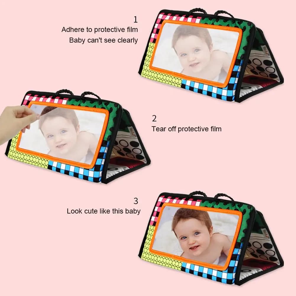 ألعاب مرآة لحديثي الولادة باللونين الأبيض والأسود من وقت البطن للأطفال، لعبة حسية لزحف تطوير مونتيسوري عالية التباين - 5