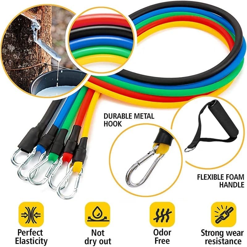 11pcs/Set Pull Rope, Resistance Bands, Portable Fitness Equipment, Ankle Strap, Chest Expander, Elastic Exercise Band - 5