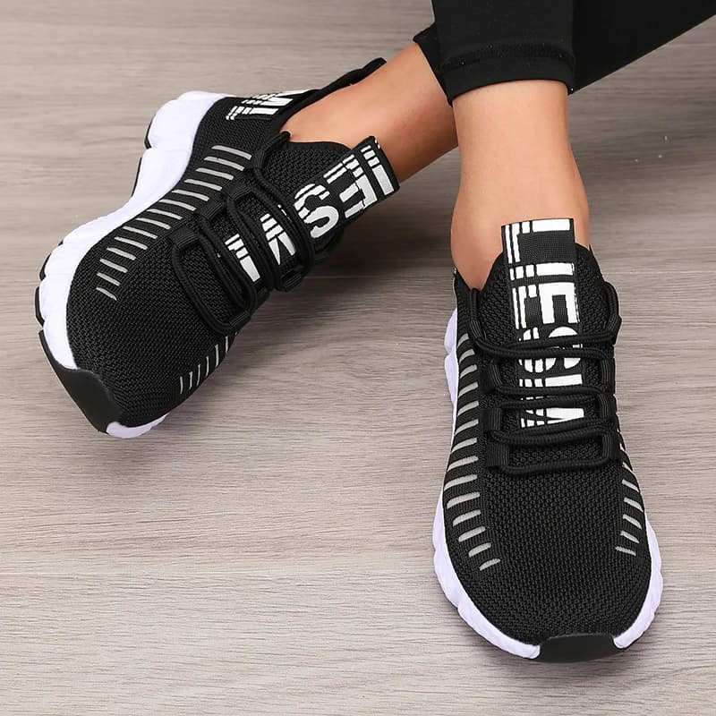 Women's Sports Shoes Mesh Lightweight Soft Sole Jogging Strap Breathable Fashion Sports Walking Casual Tennis Flat Shoes for Men - 2