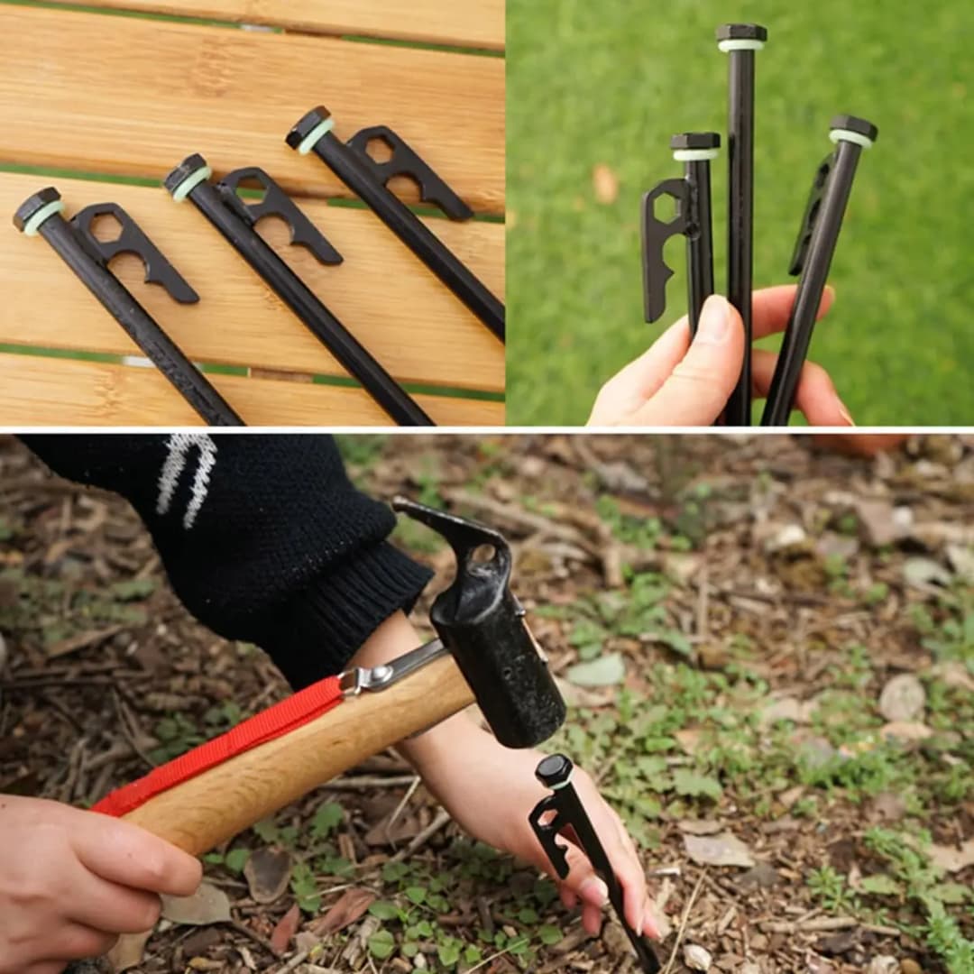 Outdoor Tent peg Glow in The Dark Silicone Green Fishing  Camping Peg Rings Tent Pegs Accessories for Night Warning - 5