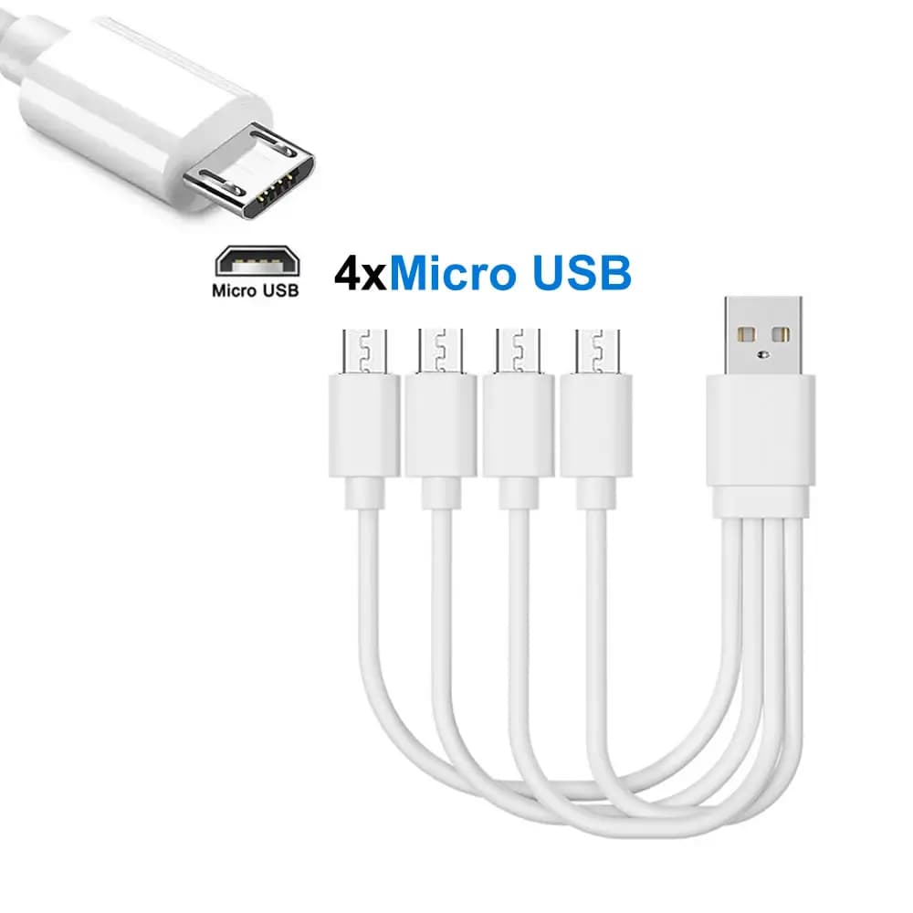 20 سنتيمتر قصيرة USB كابل شحن متعدد 4 في 1 متعددة نوع C/مايكرو USB شحن الحبل 4 ميناء USB C الفاصل كابل 5 فولت 2A - 2