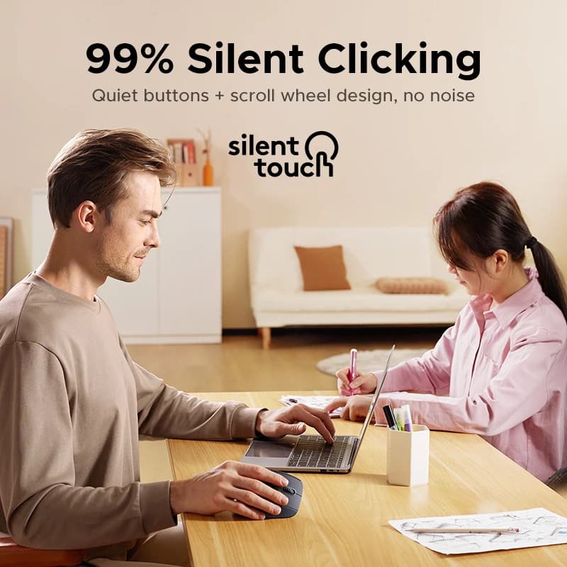 UGREEN Vertical Wireless Mouse 2.4G Ergonomic 4000DPI 6 Mute Buttons for MacBook Tablet Laptops Computer PC Mice Black Pink - 4