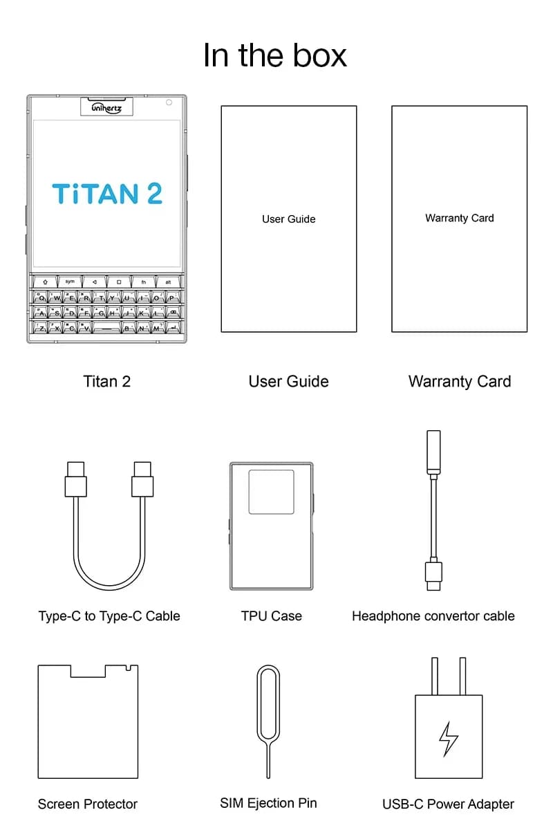Unihertz Titan 2 5G Android 15 Smartphone with Physical Keyboard Dual Screen 12GB+512GB Memory Dual SIM Type-C Port - 4