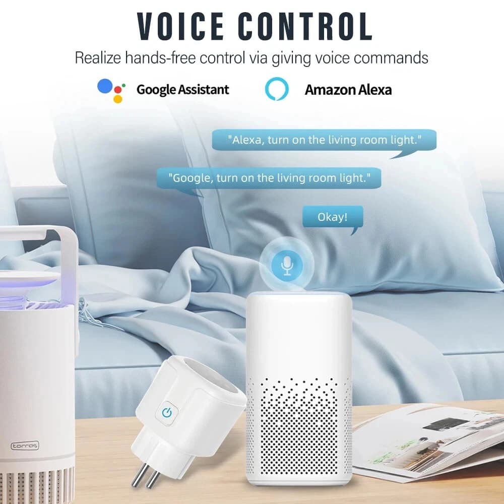 مقابس ذكية مع مراقبة الطاقة، تطبيق لاسلكي، تحكم صوتي عن بعد، متوافق مع تيا سمارت لايف، مقبس أوروبي، زيجبي 3.0 أو واي فاي - 2