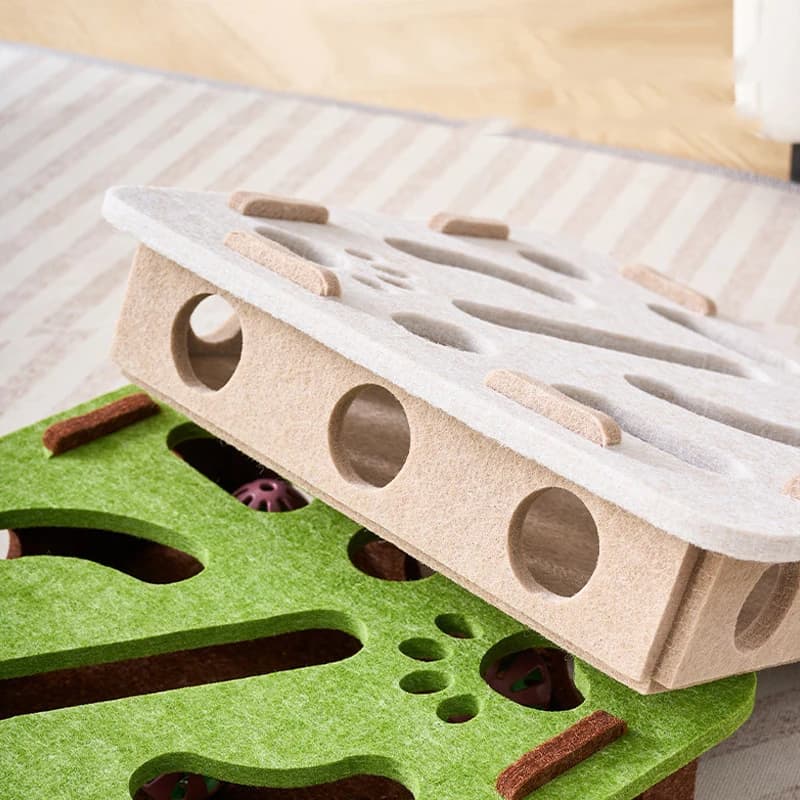 لعبة ألغاز القطط لعبة تمارين القطط مع كرة صندوق ألغاز من اللباد ألعاب ترفيه رياضية داخلية للقطط المنزلية - 5