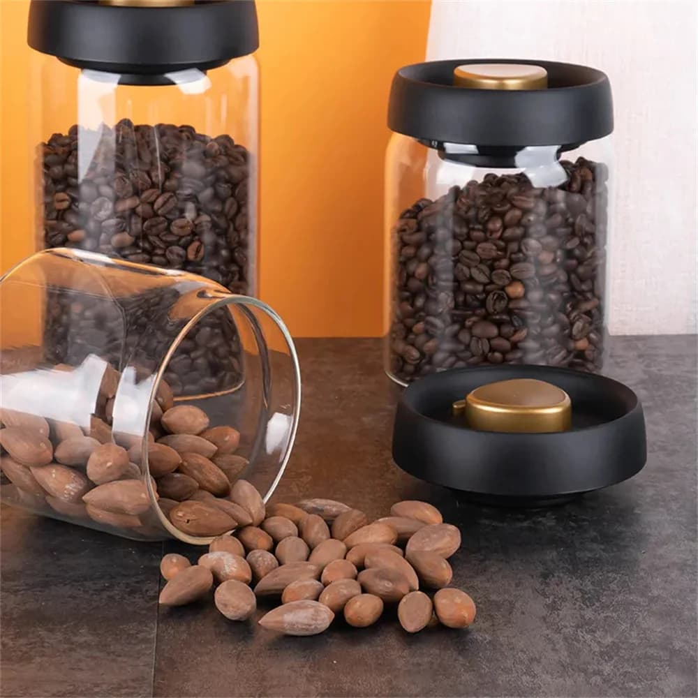 1pc Coffee Beans Vacuum Sealed Tank Household Glass Food Storage Tank For Moisture-proof Air Extraction Tea Storage TanK - 3