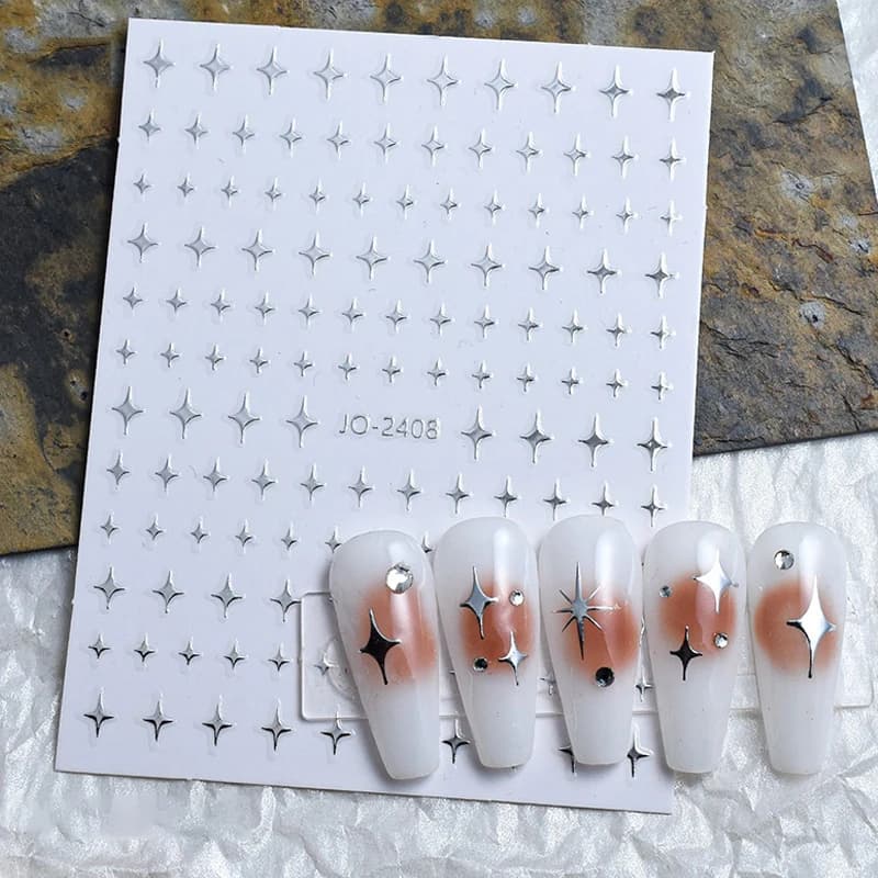 مرآة معدنية فضية ثلاثية الأبعاد مسمار ملصقا ثلاثية الأبعاد قلوب الحب شريط خطوط الشريط المتزلجون ذاتية اللصق الشارات مسمار الفن مانيكير الزينة - 3