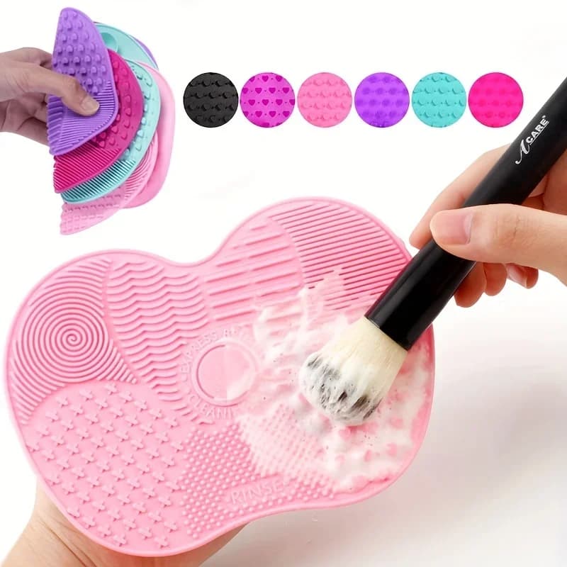 For Effective Cosmetic Tool Cleaning  Silicone Apple-Shaped Makeup Brush Cleaner Pad With Suction Cup 1Pc - 2