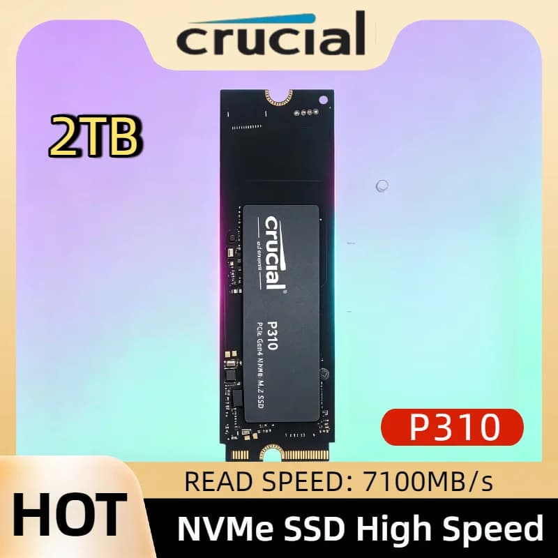 P310 كروشيال 1 تيرا بايت 2 تيرا بايت 2280 بي سي أيه الجيل الرابع 3D NAND NVMe M.2 SSD بسرعة تصل إلى 7100 ميجا بايت/ثانية محرك أقراص صلبة داخلي حزمة OEM للكمبيوتر الشخصي ماكس