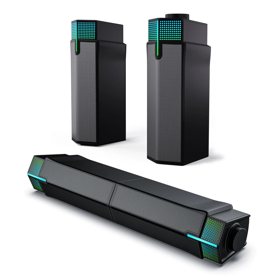 Jeecoo M20 Bluetooth Computer Speakers for PC Desktop Monitor, Wired USB-Powered,Combine/Separate to Customize Your Desk