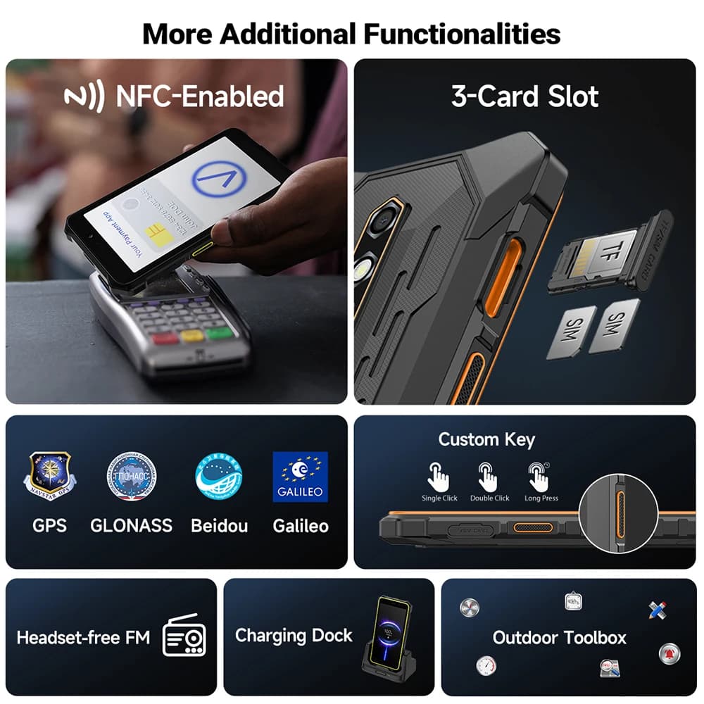 【World Premiere】Ulefone RugKing 2 Pro AI Rugged Phone Android 15 4G 128GB ROM Waterproof Smartphone NFC 5.45"4G  Global 4550mA - 4