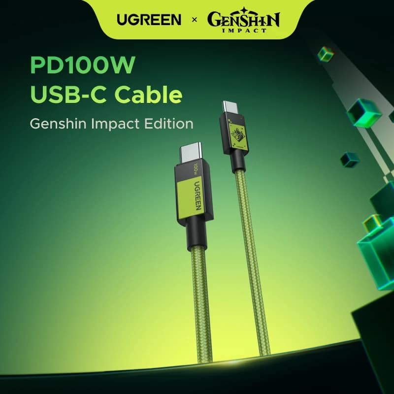 كابل USB-C إلى USB-C من UGREEN إصدار Genshin Impact بقوة 100 واط للشحن السريع لهواتف سامسونج وآيفون 16 و15