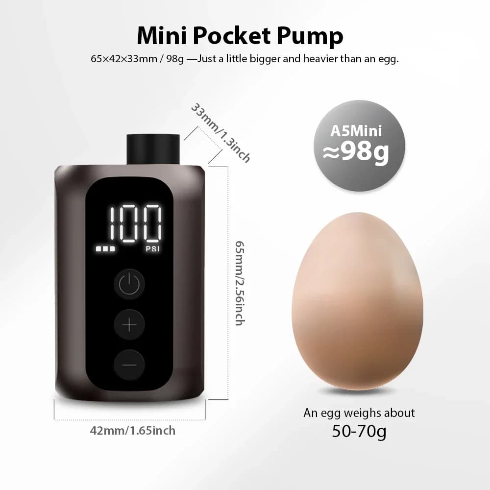 مضخة هواء محمولة BSCOBBER A5mini، قابلة لإعادة الشحن، لاسلكية، إكسسوارات دراجات، منفاخ إطارات، ضغط عالي 100 رطل لكل بوصة مربعة - 5
