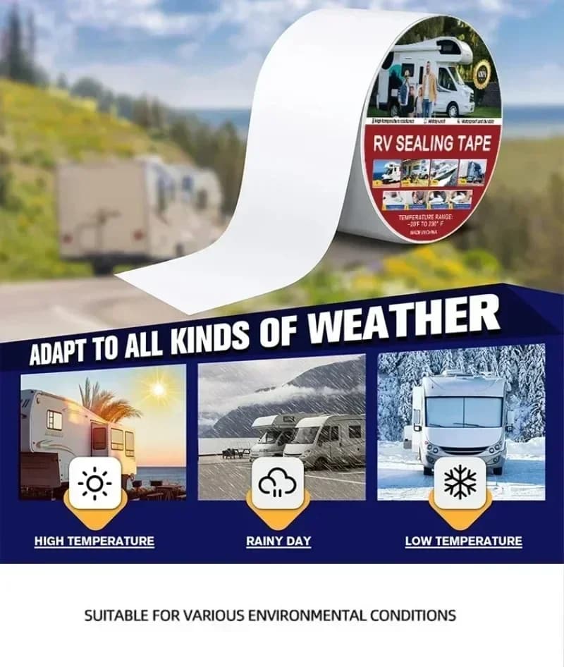 شريط عازل أبيض احترافي لسقف المركبات الترفيهية - إصلاح مقاوم للماء عالي الجودة لتسرب سقف المقطورة، وأنظمة الألواح الشمسية، والكامبير، والقوارب