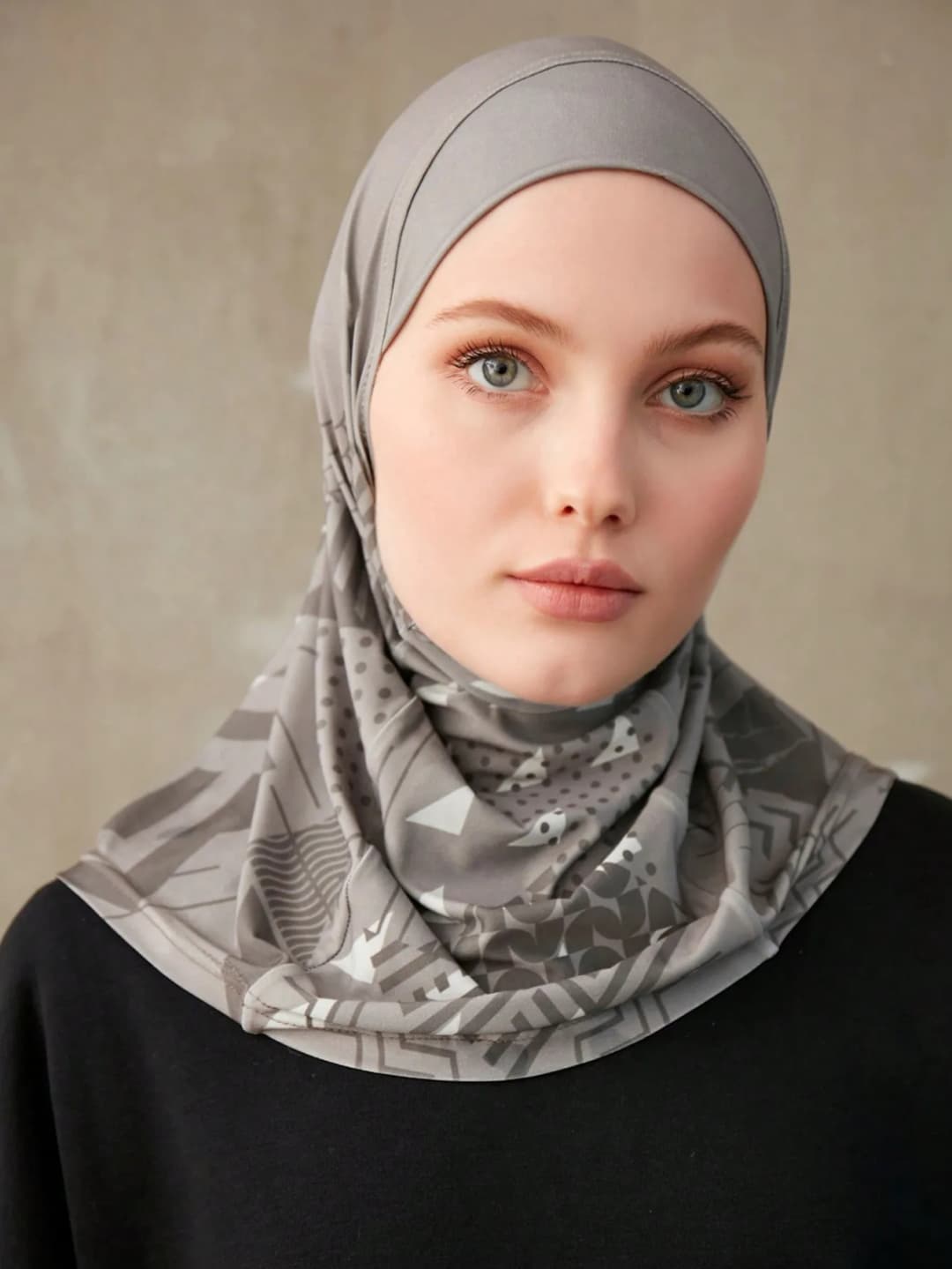 حجاب داخلي إسلامي رياضي للنساء نمط طباعة هندسية عمامة فورية للسيدات نموذج رأس لف الرأس - 3