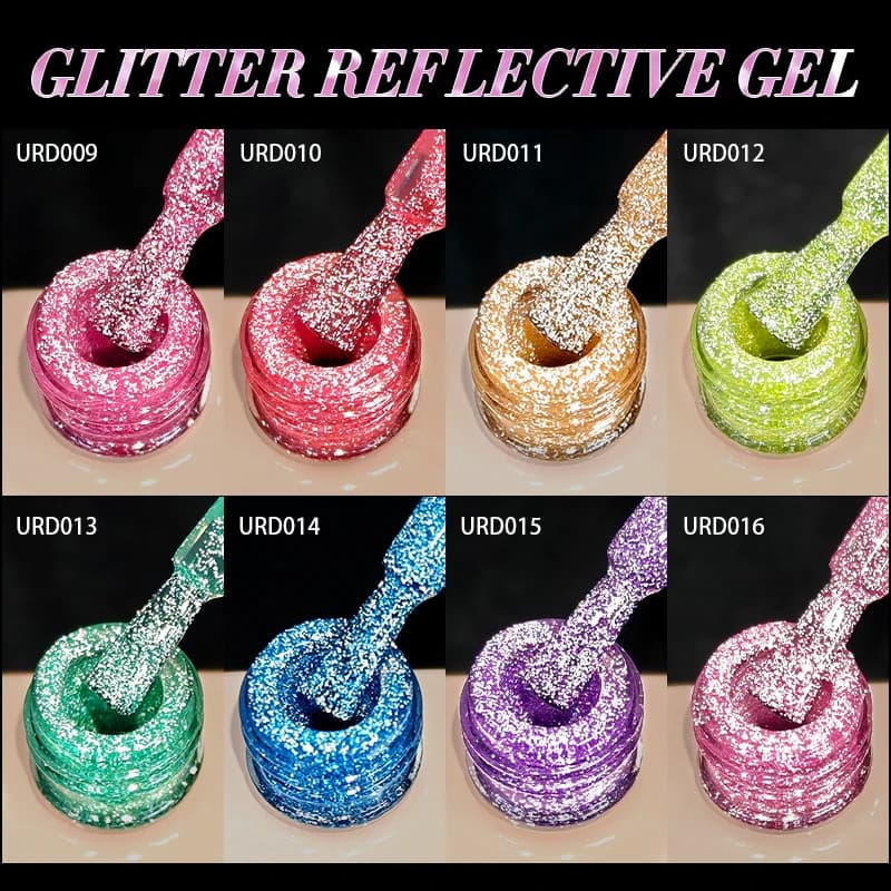 UR SUGAR 15ml Fluorescent Reflective Nail Gel Polish Flash Effect Glitter Neon Soak Off UV Gel Manicure Halloween Nail Art - 5