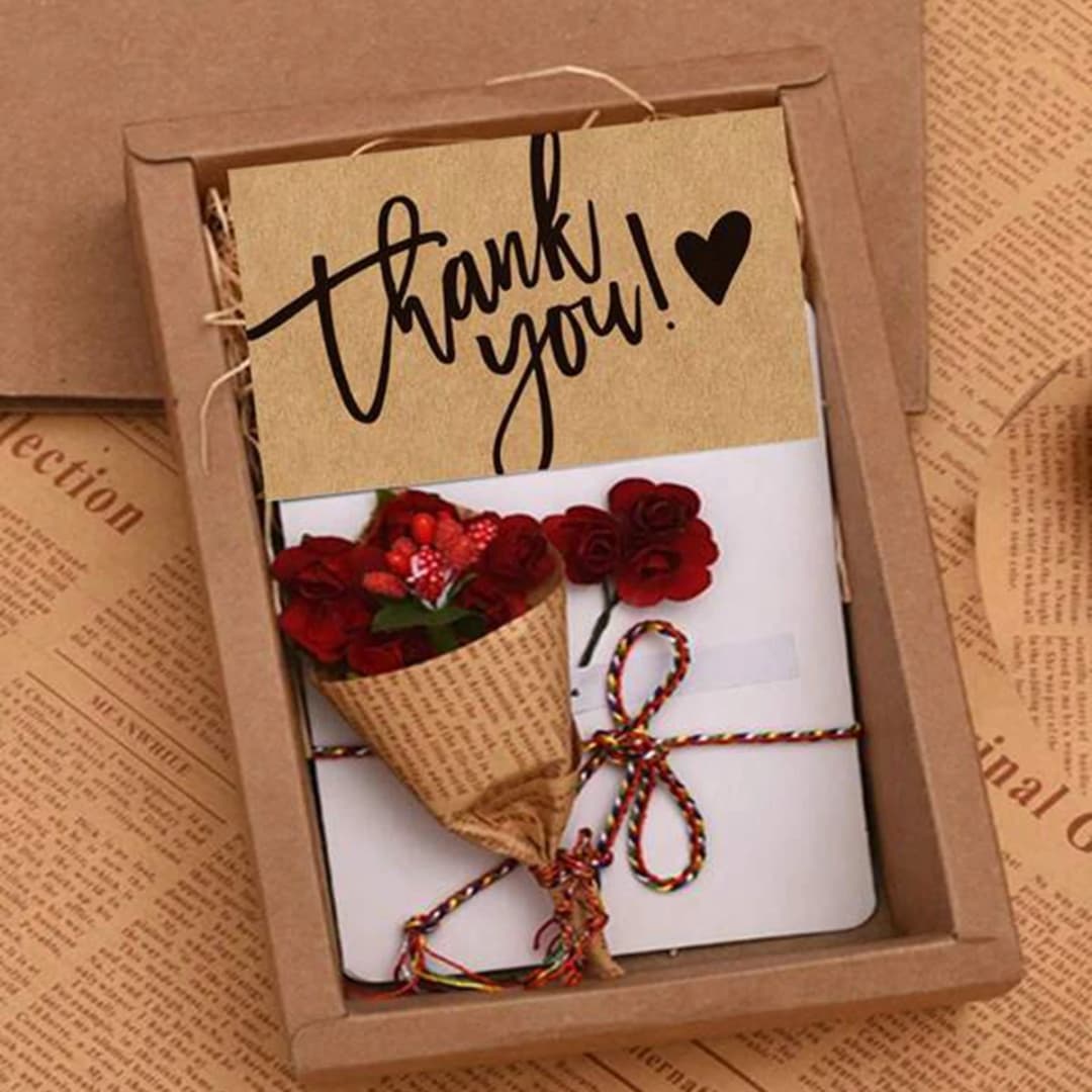 50pcs Natural Kraft Paper Thank You Cards for Small Business Appreciation Enterprise Thank You For Your order Card Greeting Card - 2