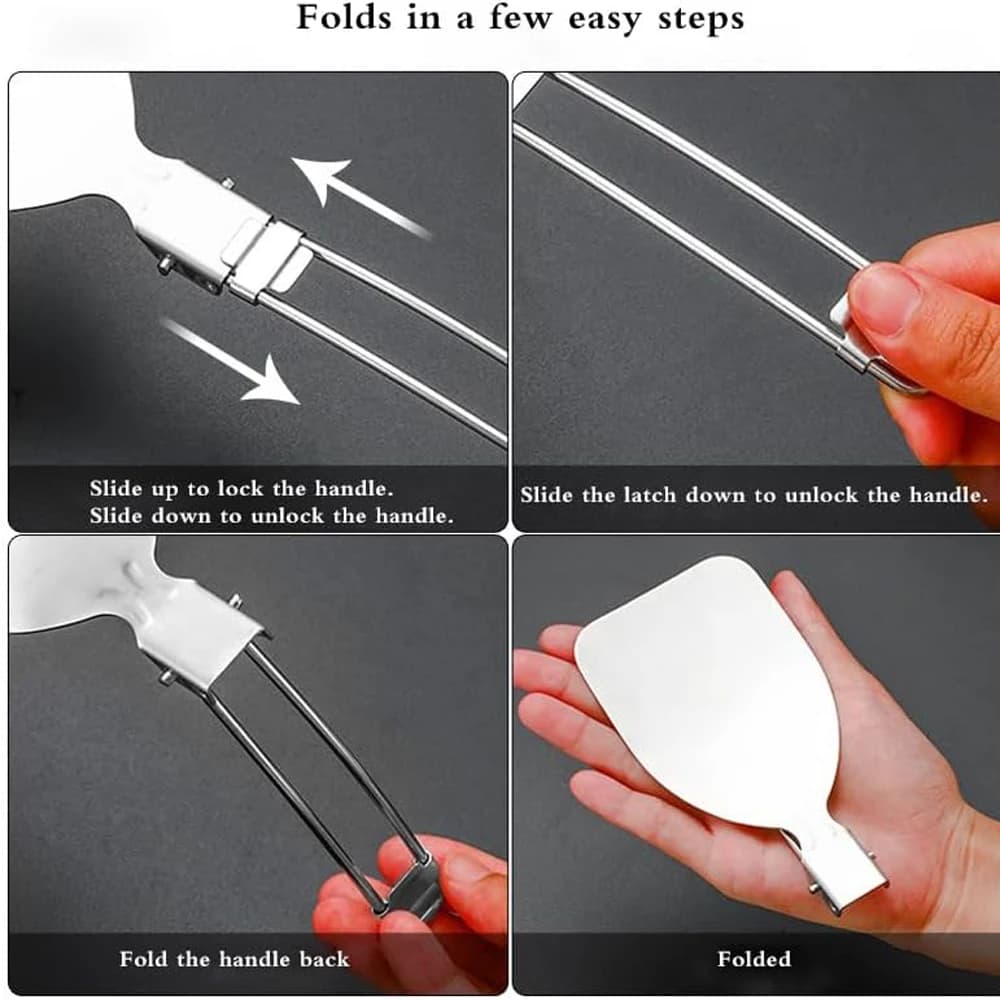 Folding Spatula Spoon Shovel Food Turner Portable 304 StainlessSteel Outdoor Camping BBQ Cooking Tableware Picnic Supplies ﻿ - 2